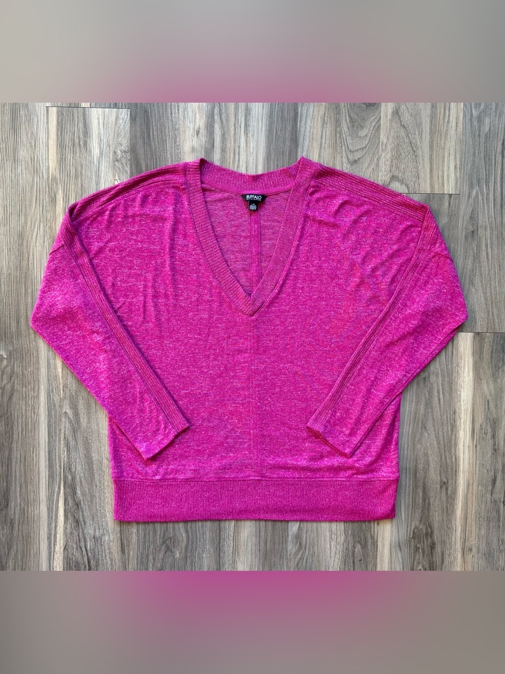 Buffalo by David Bitton Magenta Lightweight V-Neck Sweater Size L